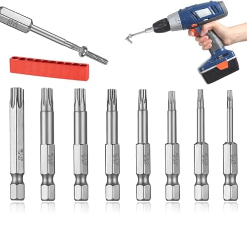 Image of 8 Pcs Torx Screwdriver Bits Set, Torx Head Screwdriver Bit Set, 1/4 Inch Hex Shank Impact Wrench Square Drive Bit Set, Magnetic Precision Security Square Drill Bits, T8 T10 T15 T20 T25 T27 T30 T40