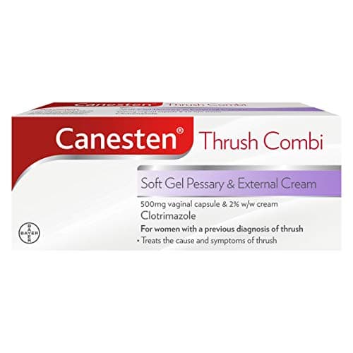 Image of Canesten Thrush Combi Soft Gel Pessary & External Cream for Thrush Treatment | Clotrimazole | Two-Step Complete Relief Thrush Treatment