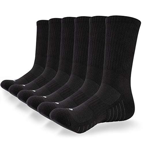 Image of coskefy Cotton Sports Socks Cushioned Running Socks Trainer Socks for Men Women Walking Hiking Trekking Socks, 6 Pairs x black (B), 9/11 UK