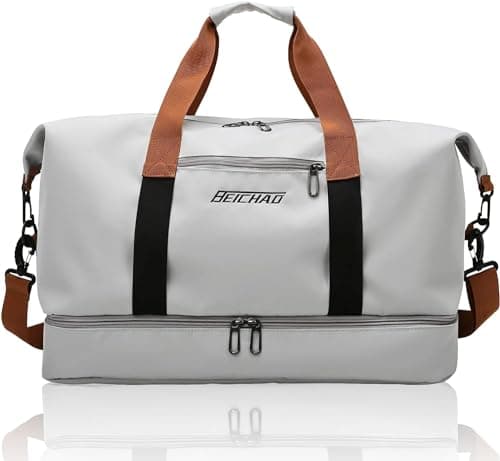 Image of CHGANG Sport Gym Bag,Large Gym Duffle Bag Gym Bag Mens&Women Sports Duffle Bag with Shoe Compartment and Waterproof Wet Pockets, Sports Bags for Traveling Swimming Yoga Hiking Camping (Grey)
