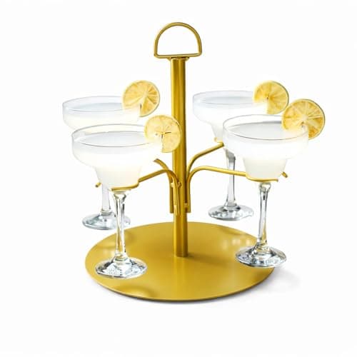 Image of bar@drinkstuff Gold Cocktail Tree Stand – Holds Multiple Glasses, Space-Saving Drink Display Rack for Cocktails, Shots & Parties