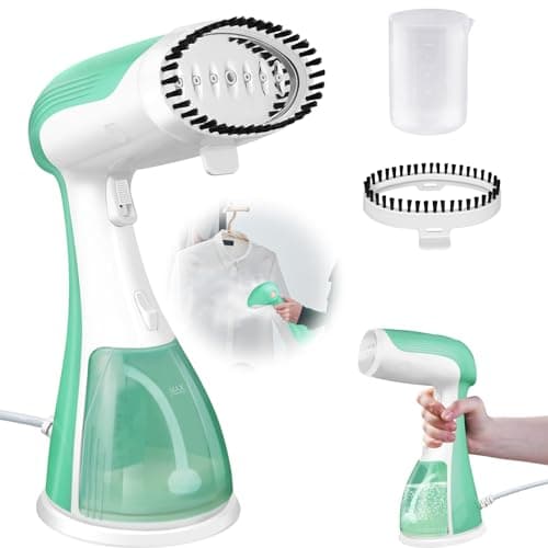 Image of 1500W Clothes Steamer Handheld Portable Garment Steamer, 30s Fast Heat-up Travel Steamer for Clothes, Compact Small Steam Iron Fabric Wrinkle Remover, 300ml Detachable Water Tank for Home, Office