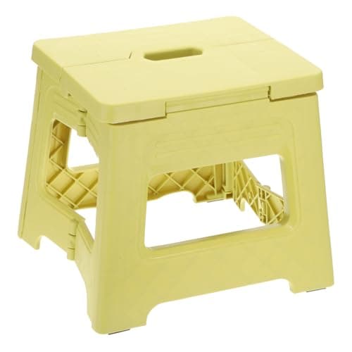 Image of sourcing map 8" Folding Step Stool for Adults 88 lbs Capacity Non-Slip Step Stool with Handle Collapsible Foot Stools, Yellow Small Stepping Stool for Bathroom, Bedroom, Kitchen