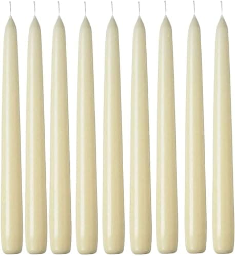 Image of 1ABOVE 50 Pack Tapered Dinner Candles | Unscented - Slow Burning Candles | Multi-Purpose | Smokeless Candles (Ivory)
