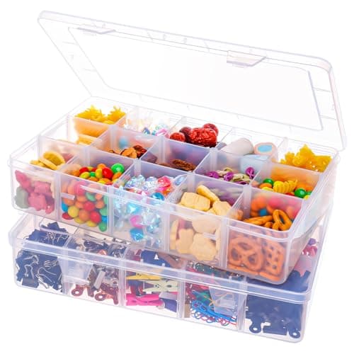 Image of 2 PCS Snack Boxes for Kids,Large Snack Box with 12 Removable Grids Compartments,Multi Plastic Snackle Box Organizer Container Storage Box for Jewelry Cosmetics Craft Earring Rings (28×17×5.3CM)