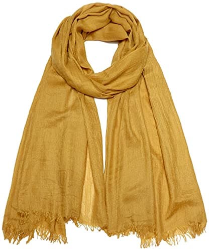 Image of Gragengs Women Summer Scarfs Cotton Lightweight Large Long Gauze Shawl Beach Wrap Plain 75”×43”,Turmeric
