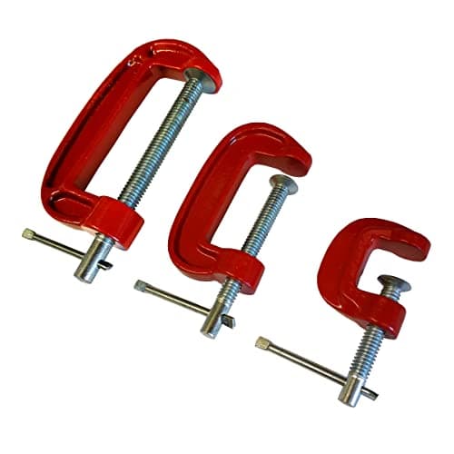 Image of TZ 3Pc Mini G Clamp Set 25mm/50mm/75mm Red Metal Work