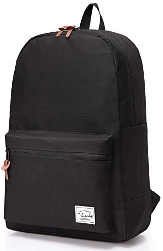 Image of Vaschy Unisex Classic School / Travel Backpack Vintage Water-Resistant Lightweight for a 14 Inch Laptop Black 02-Schwarz 48 cm