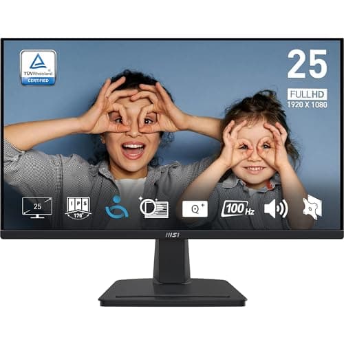Image of MSI PRO MP251 24.5 Inch Full HD Office Monitor - 1920 x 1080 IPS Panel, 100 Hz, Eye-Friendly Screen, Built-in Speakers, Tilt-Adjustable - HDMI 1.4b, D-Sub (VGA)