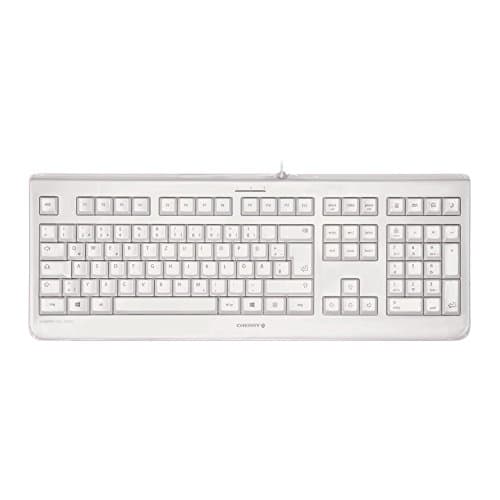 Image of Cherry KC 1068, German Layout, QWERTZ Keyboard, Easily Disinfectable, Waterproof Wired Keyboard, Whisper-Quiet Keystrokes, Grey/White