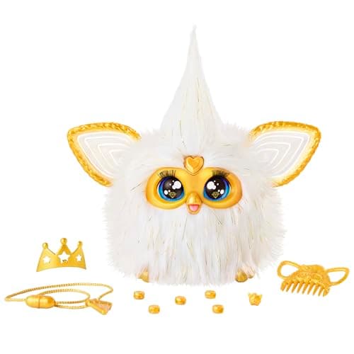 Image of Furby Gold Glam Interactive Plush Toy with Crown, Beads, Comb & 600+ Responses, Premium Voice-Activated Talking Toy with Lights, Music & Dance, Collectible Plush Pet Gift for Girls & Boys Ages 6+