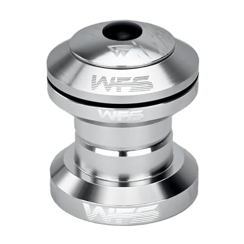 Image of WFS NV.28 1 Inch Threadless Bike Headset - CNC Alloy, ISO 26.4mm Crown Race, Sealed Bearings, Includes Top Cap and Starnut, Silver