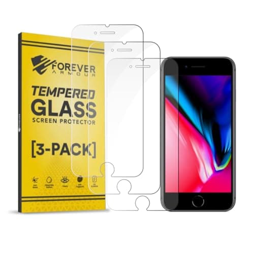 Image of Forever Armour Tempered Glass Screen Protector for iPhone iPhone 8 Plus and iPhone 7 Plus 5.5″ Premium Clear Tempered Glass Technology, 9H-Hardness, HD Clarity 3-Pack