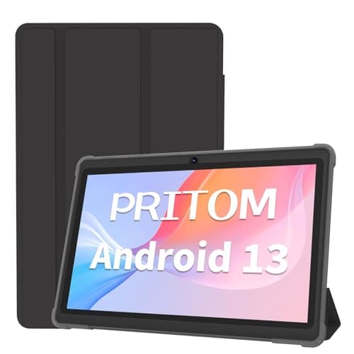 Image of PRITOM 7 inch Android Tablet 32 GB, (Expandable 512GB),3500 Mah, Android 13,Tablet with Quad Core Processor, Bluetooth,Dual Camera,WiFi, Portable Tablets PC with Black Case