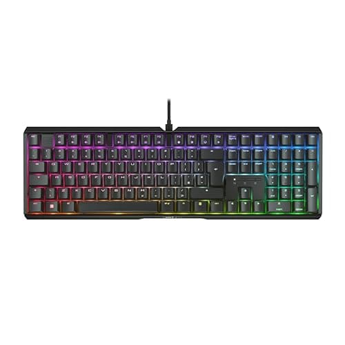 Image of CHERRY XTRFY MX 3.1, Mechanical Gaming Keyboard, UK Layout (QWERTY), RGB Lighting, Aluminium Housing, USB-A Port, MX2A RED Switches, Black