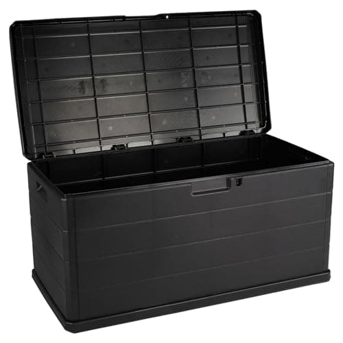 Image of URBN GARDEN 350L Heavy Duty Plastic Garden Storage Box, Huge Capacity Patio Outdoor Container with Lockable Lid, Handles & Wheels, Weather Resistant Shed for Tools, Cushions, Accessories, Anthracite