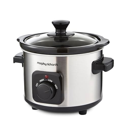 Image of Morphy Richards Slow Cooker, 1.5L, Ceramic Pot, Lightweight & Compact, 3 Heat Settings, Stainless Steel Finish, For Couples, Small Households, Casseroles, Curries, Stews, Chillis, 460300