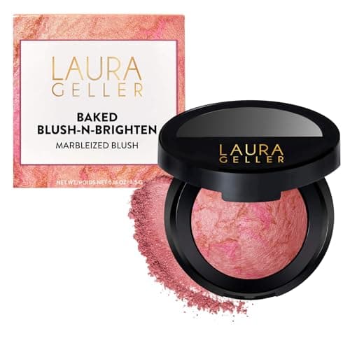 Image of LAURA GELLER NEW YORK Baked Blush-n-Brighten Marbleized Blush- Pink Buttercream Creamy Lightweight Natural Finish