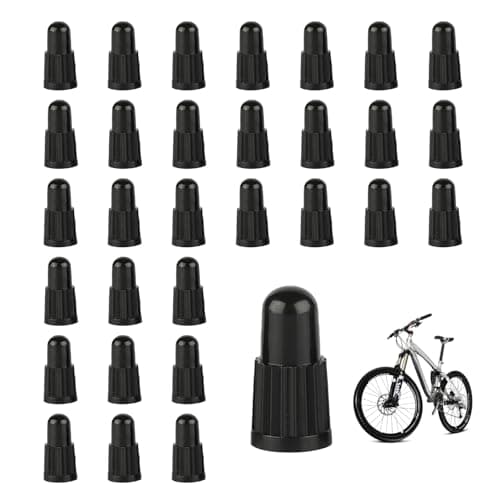 Image of 30 Pcs Black Plastic Bike Dust Caps Set, Durable Reusable Presta Valve Caps, Tyre Valve Caps for Mountain Bikes, Road Bikes, Vacuum Tyre Bikes