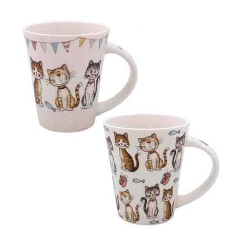 Image of The Leonardo Collection Faithful Friends - Set of 2 Cats Design - Fine China Mugs, LP73797