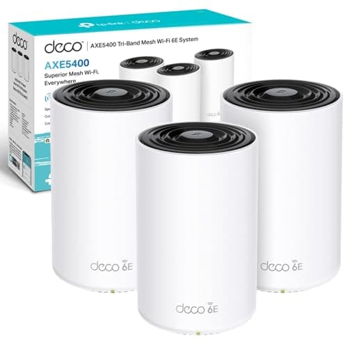 Image of TP-Link Deco XE75(3-pack) AXE5400Mbps Whole Home Mesh WiFi 6E System, Tri-Band WiFi Booster, 3x Gigabit Ports, AI-Driven Mesh, Cover up to 7,200 ft2, Connect up to 200 devices, 1.7 GHz Quad-Core CPU