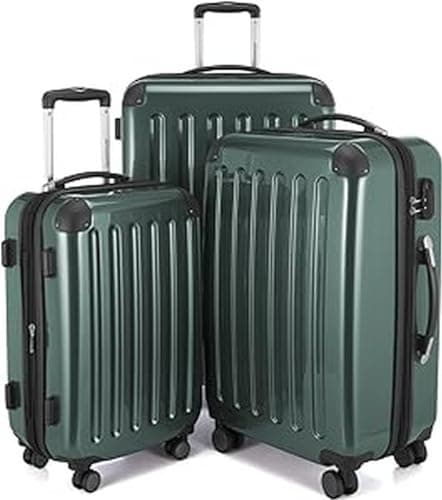 Image of HAUPTSTADTKOFFER® · Three-Piece Hard-Side Suitcase Set DarkGreen high Gloss · Cabin Luggage 45 Liter (55 x 35 x 20 cm) + Suitcase 87 Liter (63 x 42 x 28 cm) + Suitcase 130 Liter (75 x 52 x 32 cm)