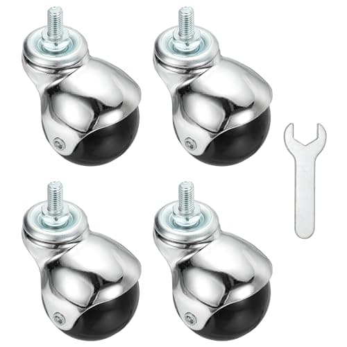 Image of PATIKIL 2" Ball Caster Wheels, 4 Pcs Threaded Stem Caster 360 Degree Movable Rotatable Caster Wheels Brake for Furniture,Chrome