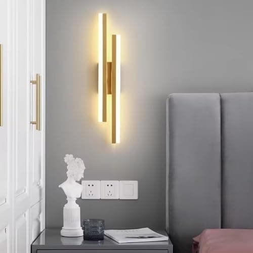 Image of Riserva Modern LED Wall Light Indoor, 16W Warm White 3000K Gold LED Wall Lamp, Creative Long Parallel Wall Lighting Fixtures for Bedroom, Living Room, Corridor, Stairs