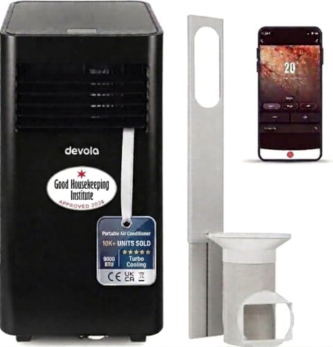 Image of Devola 9000 BTU WiFi Portable Air Conditioner, 4-in-1 Cooling, Dehumidifier Fan Modes & Sleep Mode, 24H Timer, 2 Window Venting Kit Included, Air Conditioning Unit For Rooms Up to 20㎡