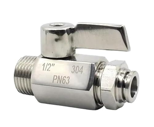 Image of 304 Stainless Steel Push in Mini Ball Valve - 1/4inch 3/8inch 1/2inch BSPT, Fits 6-20mm, Manual Control(1/2inch Both Push 5mm)