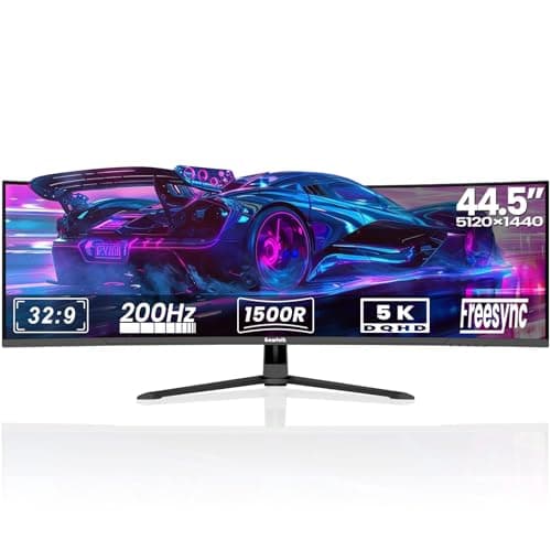 Image of Gawfolk 44.5 Inch Dual QHD Curved Gaming Monitor – 200Hz, 5120x1440 Super Ultra-Wide, 1500R, Height Adjustable Stand, RGB Backlight, 2x DP 1.4, 2x HDMI 2.1, PBP/PIP