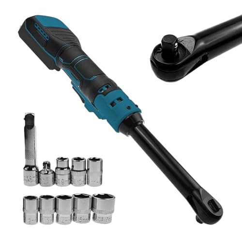 Image of Cordless Ratchet Wrench for Makita 18V Battery, 3/8" Electric Extended Ratchet Wrench Set Power Tool with 9 10 11 12 13 14 15 17mm Sockets, 320 RPM, 80 N.m