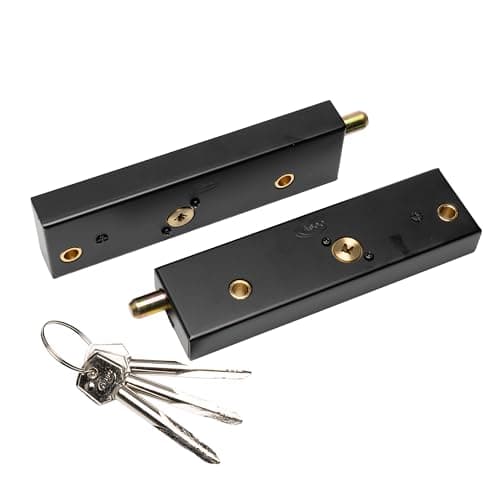 Image of SAS Premium Garage Locking Bolts - Pair of Sturdy Steel Garage Door Bolts with 3 Keys - Suitable for Timber or Metal Garage Doors, Up to 38mm Thick