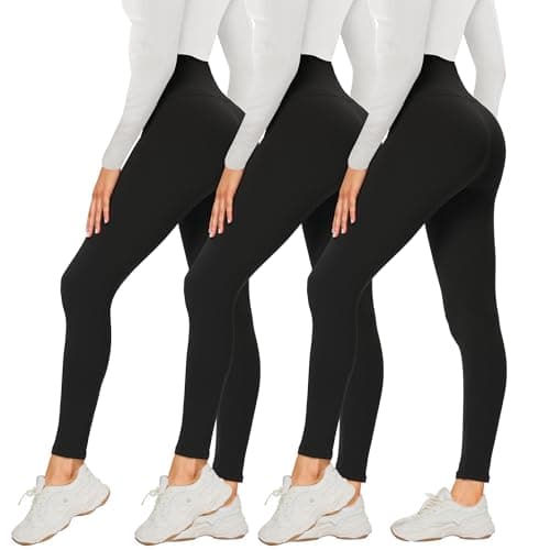 Image of DDOBB 3 Pack Leggings for Women High Waisted Black Leggings Tummy Control Stretchy Pants Trousers for Gym Fitness Yoga Running Regular&Plus Size(Black*3)
