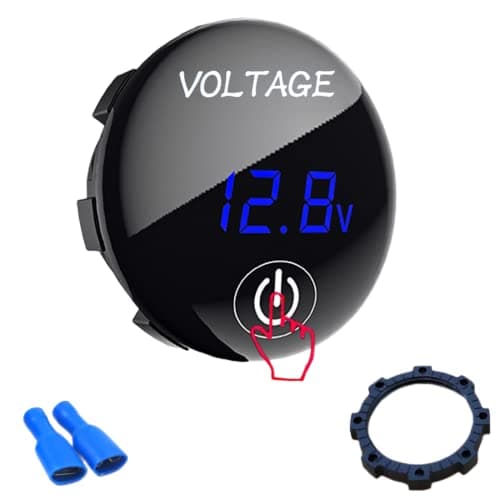 Image of Intckwan DC 12V 24V LED Digital Voltmeter Waterproof Voltage Meter Battery Tester for Car Boat Marine Vehicle Motorcycle Truck Camper ATV with Blue Light Digital Screen Touch Display Panel