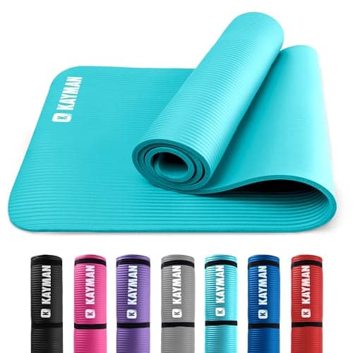 Image of KAYMAN Exercise Yoga Mat Non Slip - Black, 183 x 60 cm | Best Training & Workout Mat for Yoga, Pilates, Gymnastics, Stretching & Meditation | Eco Friendly Exercise Mat for Home with Carrying Straps