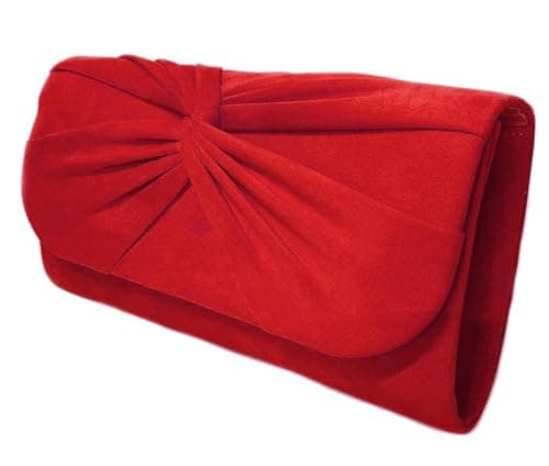 Image of LeahWard Women's Wedding Clutch Bag Large Bow Soft Handbags Evening Purse (Red Long)