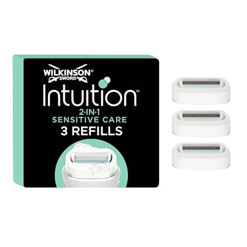 Image of Wilkinson Sword Intuition 2-in-1 Sensitive Care Women’s Razor Blades, Shaving Blades, Touch of Aloe Vera, Shavers for Routine Grooming, 3 Refill Razor Blades Pack