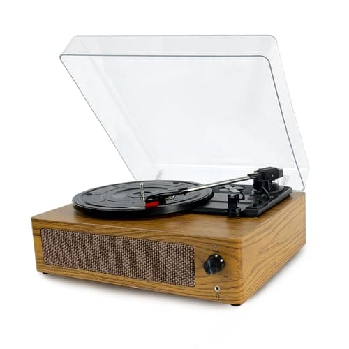 Image of Bluetooth Vinyl Record Player,3-Speed Turntable with Stereo Built-in 2 Speaker,Vintage Phonograph Record Player, Turntables for Vinyl Records with RCA Line Out AUX in Headphone Jack (Brown)