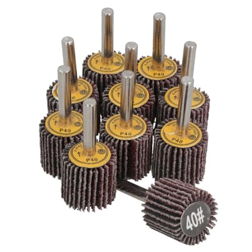 Image of 25mm 40 Grit Abrasive Flap Wheel Discs Sanding Rust Removal 6mm Shank 10pc