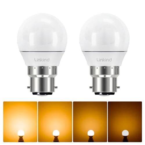 Image of Linkind Dimmable Bayonet Light Bulbs, B22 LED Bulbs Warm White 2700k, 4.2W (40w Equivalent), 470LM, P45(G45) Energy Saving Light Bulbs Bayonette, Pack of 2