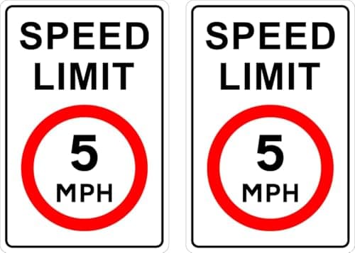 Image of Pack of 2no. 200mm x 300mm plastic sign c/w rounded corners - Speed limit 5MPH