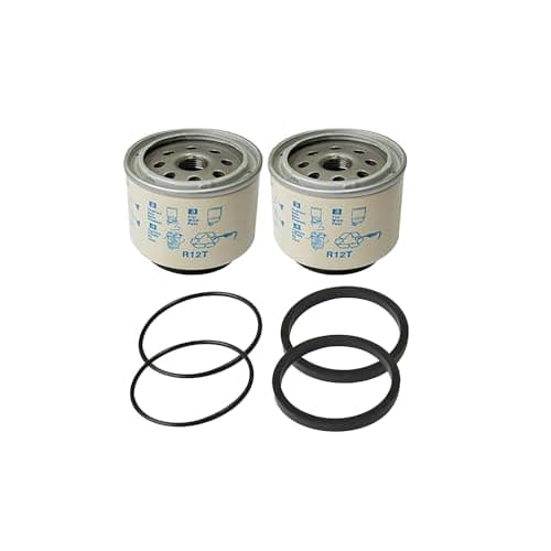 Image of KATSU Filter Element Filter Replacement 2 Pack for R12T Fuel Filter Water Separator Trap Assy, for Diesel Engines Marine Speedboat Trucks Tractors Electric Generators