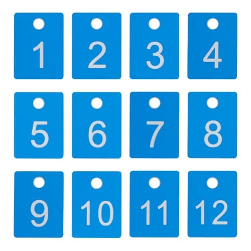 Image of ABS Plastic Numbered Tags Rectangle Key Tags ID Tags Number Disc with Hole (1-100, Blue)
