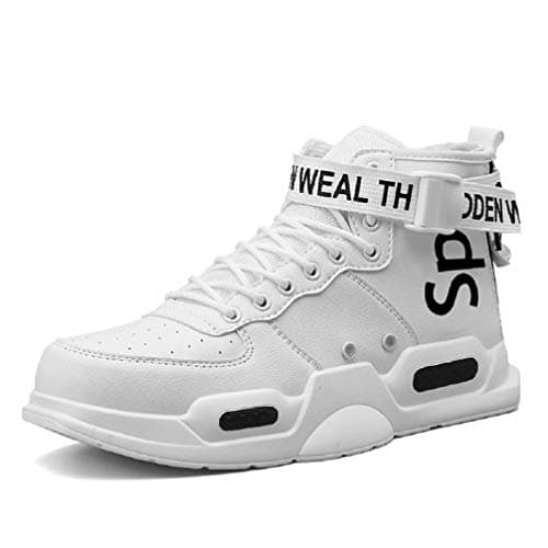 Image of Fushiton Mens High Top Trainers Fashion Sneakers for Men Freestyle Hi-Top Walking Jogging Athletic Fitness Outdoor Shoes White
