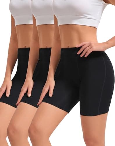 Image of INNERSY Black Cycling Shorts Women Cotton Boxers Underwear Sports Chub Rub Pants under Skirt 3 Pack (16, 3 Black)
