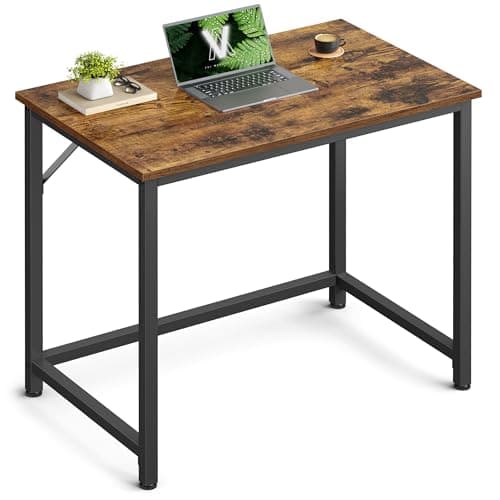 Image of VASAGLE Office Desk Table Workstation 80 x 50 x 75 cm for Office Living Room Bedroom Simple Assembly Metal Industrial Style Rustic Brown Black LWD038B01