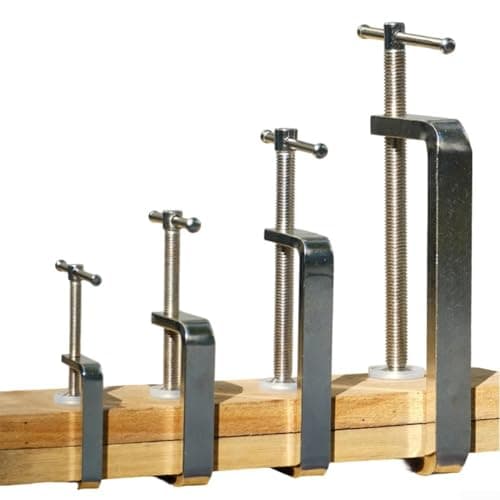 Image of Flat Steel G-Clamp with Chrome Plating and Heat-Treated Screw, Designed for Uniform Pressure and Material Protection During Use (With holes 0-100mm)