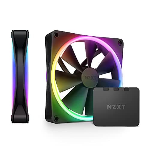 Image of NZXT F140 RGB Duo Twin Pack - 2 x 140mm Dual-Sided RGB Fans with RGB Controller – 20 Individually Addressable LEDs – Balanced Airflow and Static Pressure – Fluid Dynamic Bearing – PWM – Black
