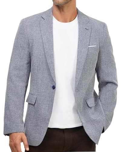 Image of Autsel Men’s Casual Blazer One Button Suit Jacket Regular Fit Classic Notch Lapel Sport Coat for Business Smart Casual & Weddings Blue XXL